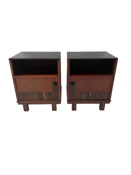 Art Deco Nightstands by Max Coini, Solid Walnut, Dutch Design, 1920s
